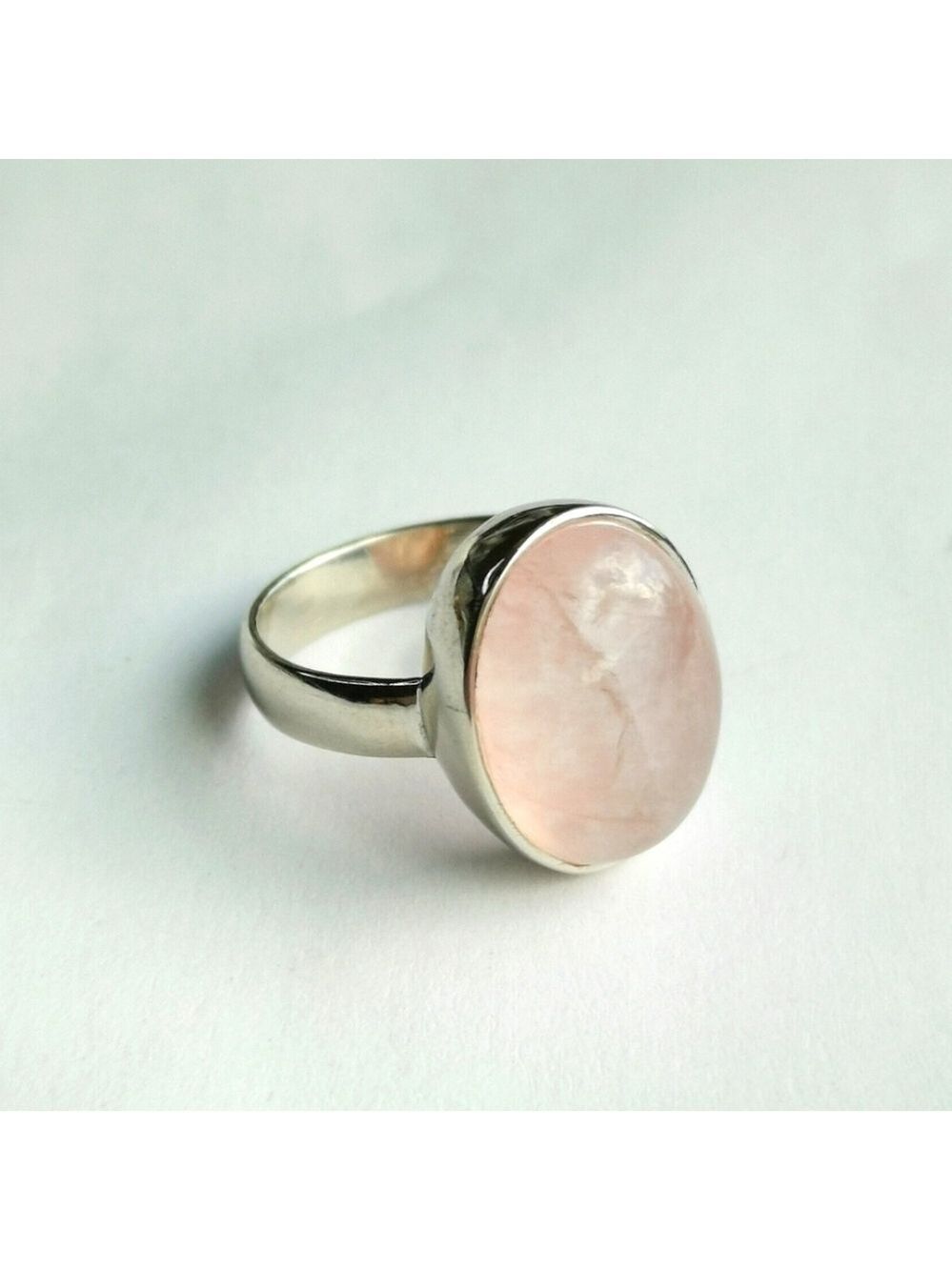 Sterling Silver Pink Rose Quartz Ring Size 8